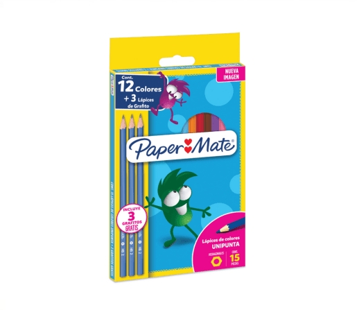 LAPIZ DE COLOR PAPERMATE CJ X12 + 3 GRAFITOS