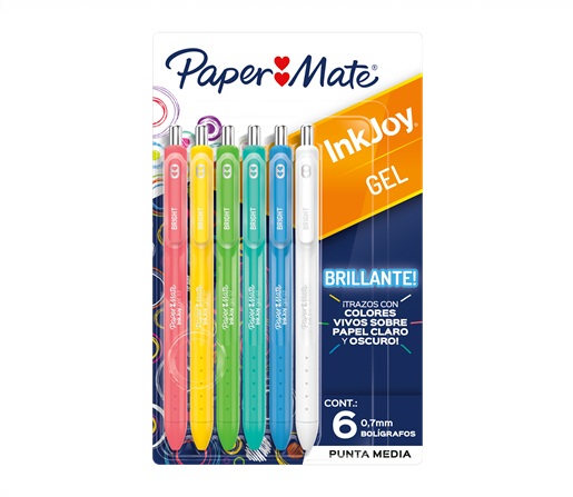 BOLIGRAFO PAPERMATE KILOMETRICO INKJOY 0.7 GEL RT BL X6