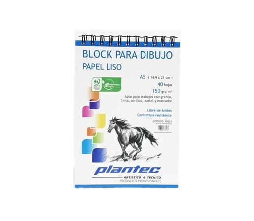 BLOCK DE DIBUJO C/ESPIRAL SUPERIOR PLANTEC A5 150G BLANCO 40H
