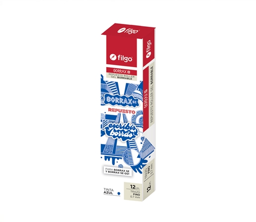 REPUESTO P/BORRABLE FILGO BORRAX SE C/FINO 0.7 AZUL CJ X48