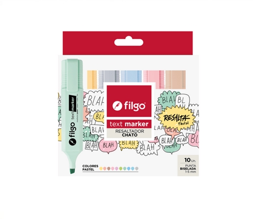 RESALTADOR FILGO TEXT MARKER PASTEL EST X10