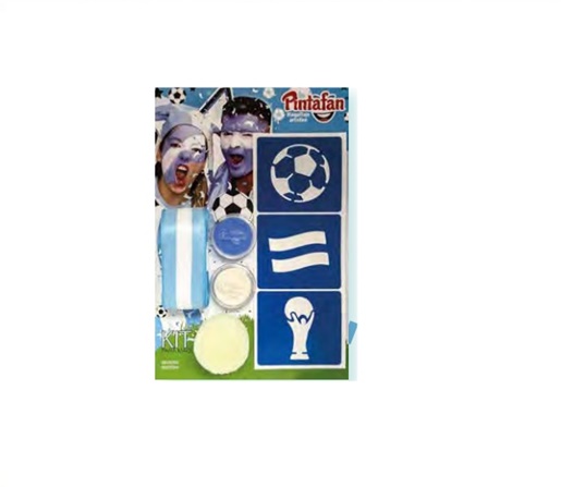 KIT DE MAQUILLAJE PINTAFAN ARGENTINA ACUA C/ESPONJA / STENCIL / CINTA ARGENTINA