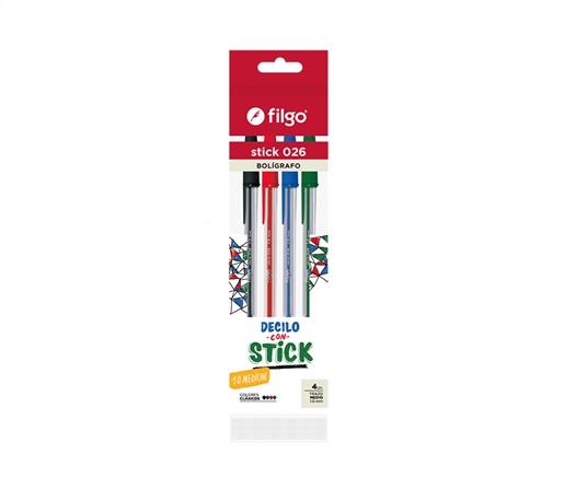 BOLIGRAFO FILGO STICK 026 1.0 SURTIDO EST X4