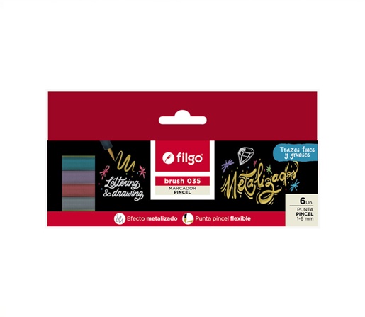 MARCADOR FILGO BRUSH PEN 035 METALIZADO EST X6