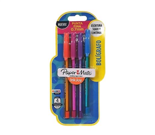 BOLIGRAFO PAPERMATE KILOMETRICO INKJOY 0.7 BL X4