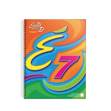 CUADERNO C/ESPIRAL EXITO E7 T/D 21X27 60H RAYADO