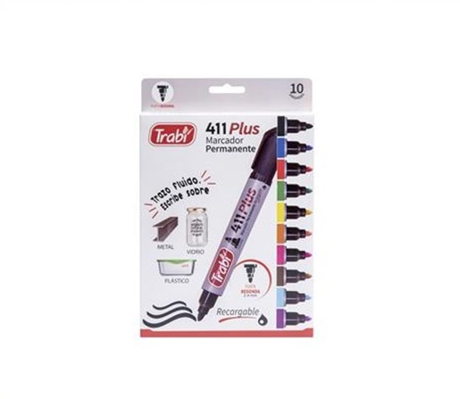 MARCADOR PERMANENTE TRABI 411 SURTIDO EST X10