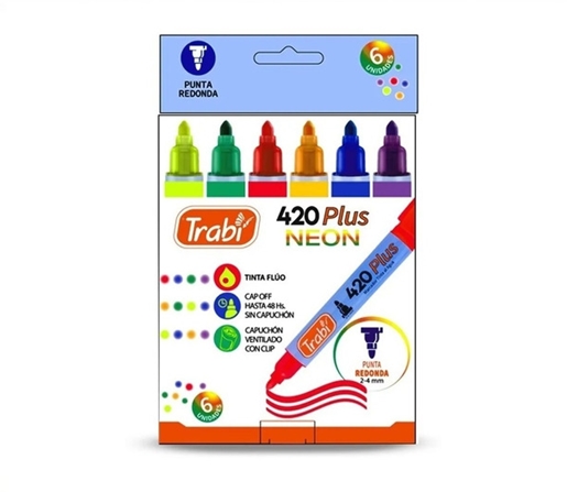 MARCADOR AL AGUA TRABI 420 FLUO EST X6