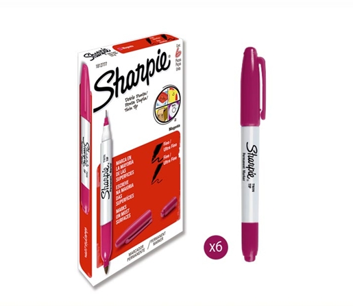 MARCADOR PERMANENTE DOBLE PUNTA SHARPIE X6