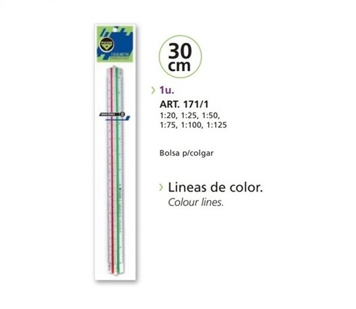 ESCALIMETRO PIZZINI PROFESIONAL 30CM C/LINEAS GRABADO EN CALIENTE