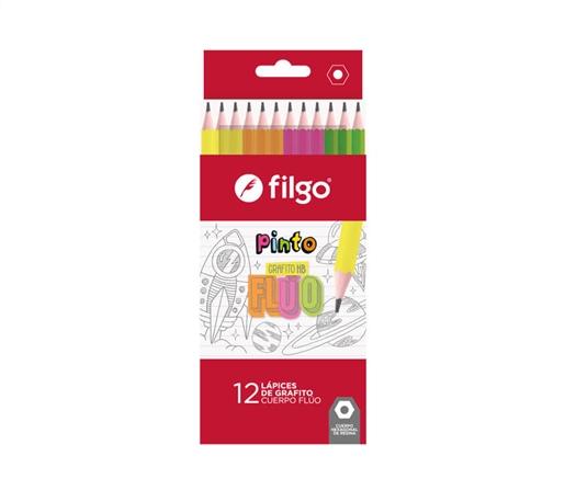 LAPIZ DE GRAFITO FILGO PINTO HB CUERPO FLUO CJ X12