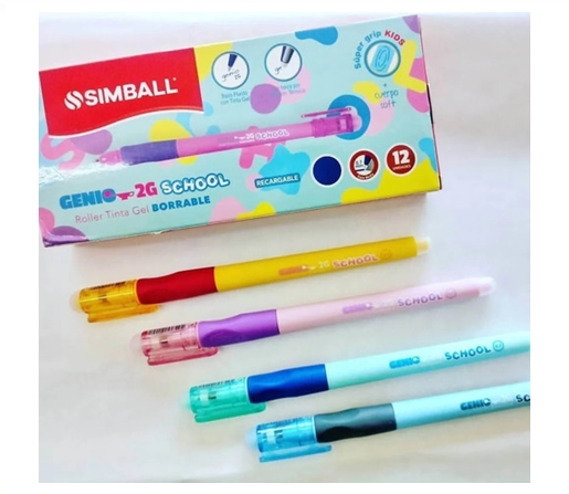 BOLIGRAFO BORRABLE SIMBALL GENIO 2G SCHOOL AZUL CJ X12