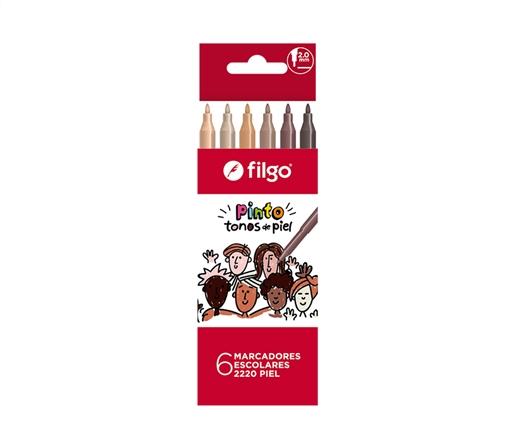 MARCADOR ESCOLAR FILGO PINTO 2220 TONOS DE PIEL EST X6