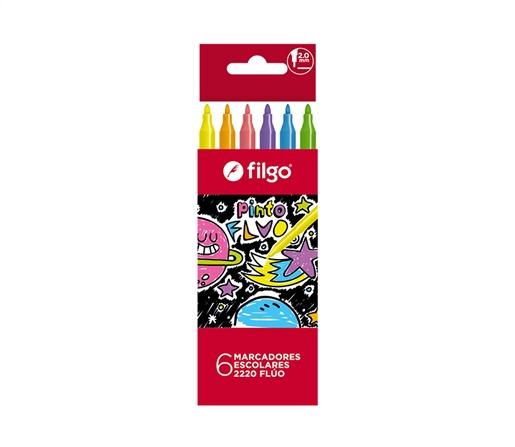 MARCADOR ESCOLAR FILGO PINTO 2220 FLUO EST X6