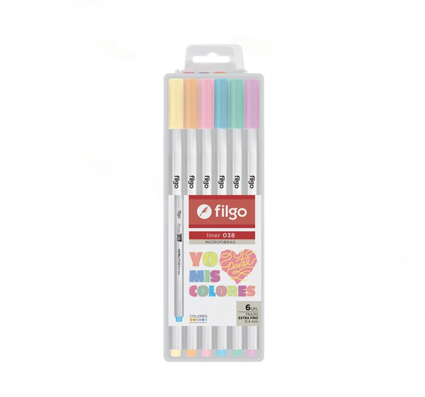 MICROFIBRA FILGO LINER 038 0.4 PASTEL SURTIDO EST X6