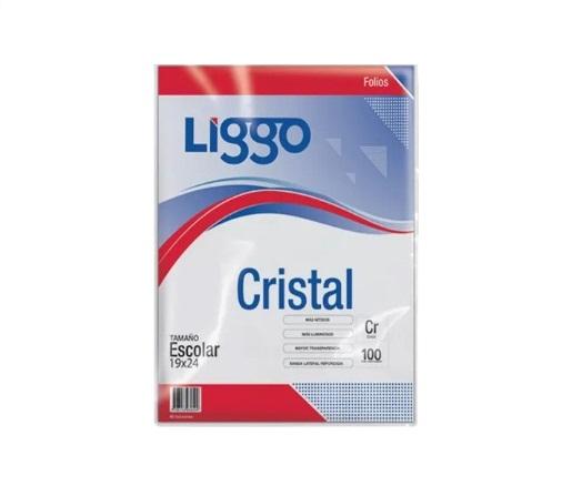 FOLIO LIGGO CRISTAL 40 MICRONES ESCOLAR X100