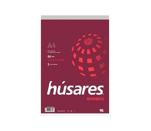 BLOCK PEGADO HUSARES BUSINESS A4 80H CUADRICULADO