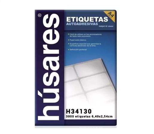 ETIQUETAS HUSARES H34130 6.40X2.54 30 ETIQ. X HOJA X 100H