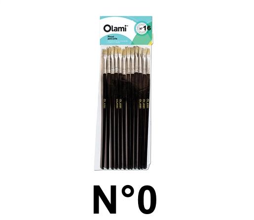 PINCEL PELO DE CERDA CHATO OLAMI 100 N°0 BL X12