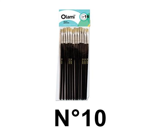 PINCEL PELO DE CERDA CHATO OLAMI 110 N°10 BL X12