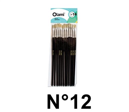 PINCEL PELO DE CERDA CHATO OLAMI 112 N°12 BL X12