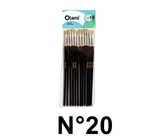 PINCEL PELO DE CERDA CHATO OLAMI 120 N°20 BL X12