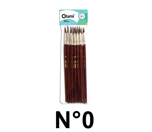 PINCEL PELO DE PONY REDONDO OLAMI 200 N°0 BL X12