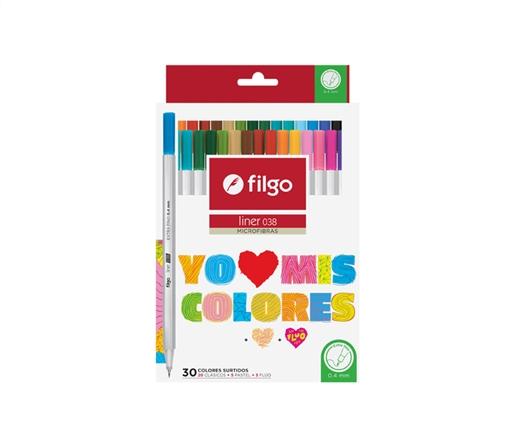 MICROFIBRA FILGO LINER 038 0.4 SURTIDO (CLASICO+PASTEL+FLUO) CJ X30