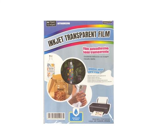 PAPEL FOTOGRAFICO REXON ADHESIVO A4 SEMI TRANSPARENTE 75 MICRONES X10H