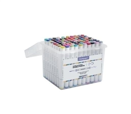 MARCADOR DOBLE PUNTA PERMANENTE MULTIPAPER EST. PLASTICO X80