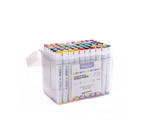 MARCADOR DOBLE PUNTA PERMANENTE MULTIPAPER EST. PLASTICO X60