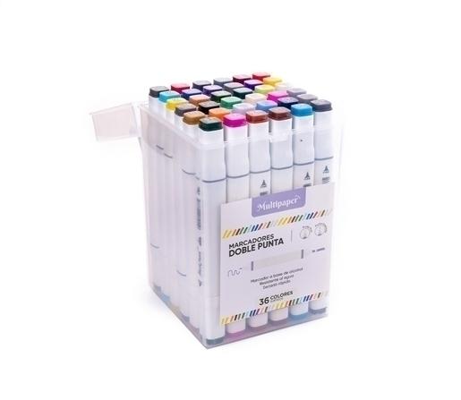 MARCADOR DOBLE PUNTA PERMANENTE MULTIPAPER EST. PLASTICO X36