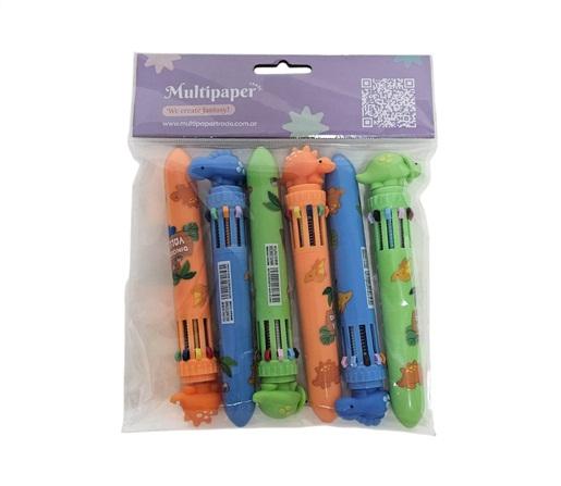 BOLIGRAFO 10 COLORES RT DINO WORLD X6