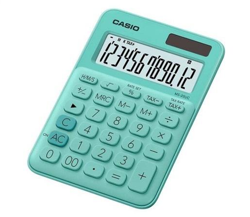 CALCULADORA CASIO MS-20 COLOR VERDE 12 DIGITOS