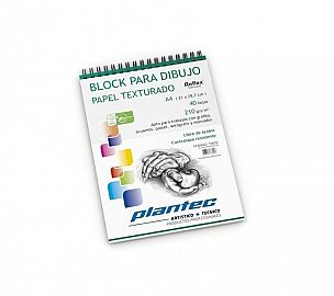BLOCK DE DIBUJO C/ESPIRAL SUPERIOR PLANTEC A4 210G BLANCO TEXTURADO 40H