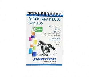 BLOCK DE DIBUJO C/ESPIRAL SUPERIOR PLANTEC A5 150G BLANCO 40H