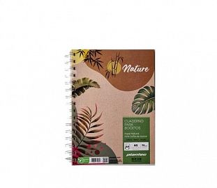 BLOCK DE DIBUJO C/ESPIRAL LATERAL PLANTEC NATURE A5 75G P/BOCETAR 60H