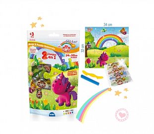 SET MASA DIDO UNICORNIO C/MOLDE RODILLO Y ESTECA + PUZZLE 34X315CM