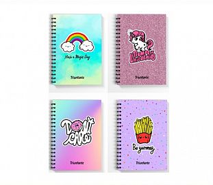 CUADERNO C/ESPIRAL TRIUNFANTE SPARKLY T/D A5 80H RAYADO
