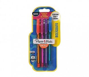 BOLIGRAFO PAPERMATE KILOMETRICO INKJOY 0.7 BL X4