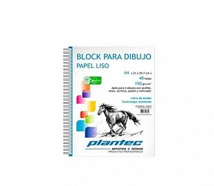 BLOCK DE DIBUJO C/ESPIRAL LATERAL PLANTEC A4 150G BLANCO 40H
