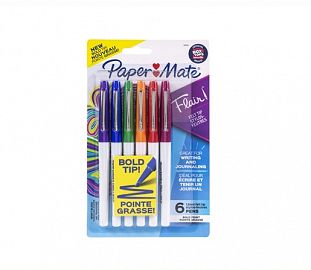 MARCADOR AL AGUA PAPERMATE FLAIR BOLD BL X6