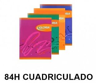 CUADERNO ABROCHADO GLORIA T/F 16X21 84H CUADRICULADO