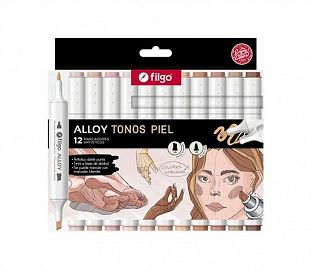 MARCADOR ARTISTICO DOBLE PUNTA FILGO ALLOY TONOS PIEL EST X12
