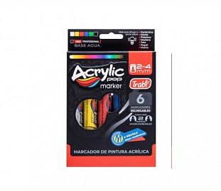 MARCADOR A VALVULA TRABI ACRYLIC POP 2-4MM EST X6