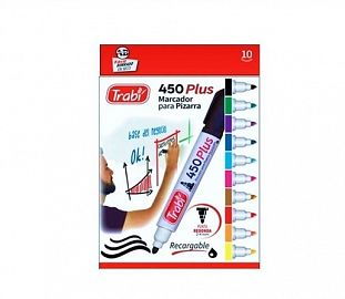 MARCADOR P/PIZARRA TRABI 450 SURTIDO CJ X10