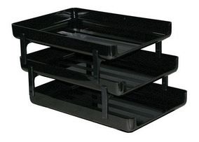 BANDEJA PAPELERA PIZZINI OFICIO 3 PISOS APILABLE NEGRO