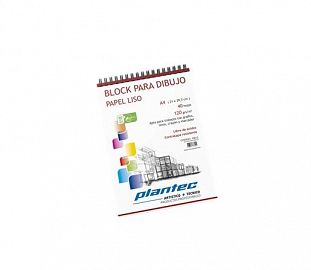 BLOCK DE DIBUJO C/ESPIRAL SUPERIOR PLANTEC A4 120G BLANCO 40H