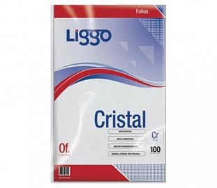 FOLIO LIGGO CRISTAL 40 MICRONES OFICIO X100