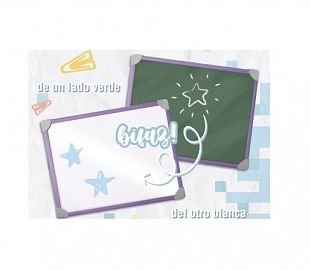 PIZARRA LIGGO 2 EN 1 BLANCA/VERDE 30X40 MARCO COLOR PASTEL CORAL